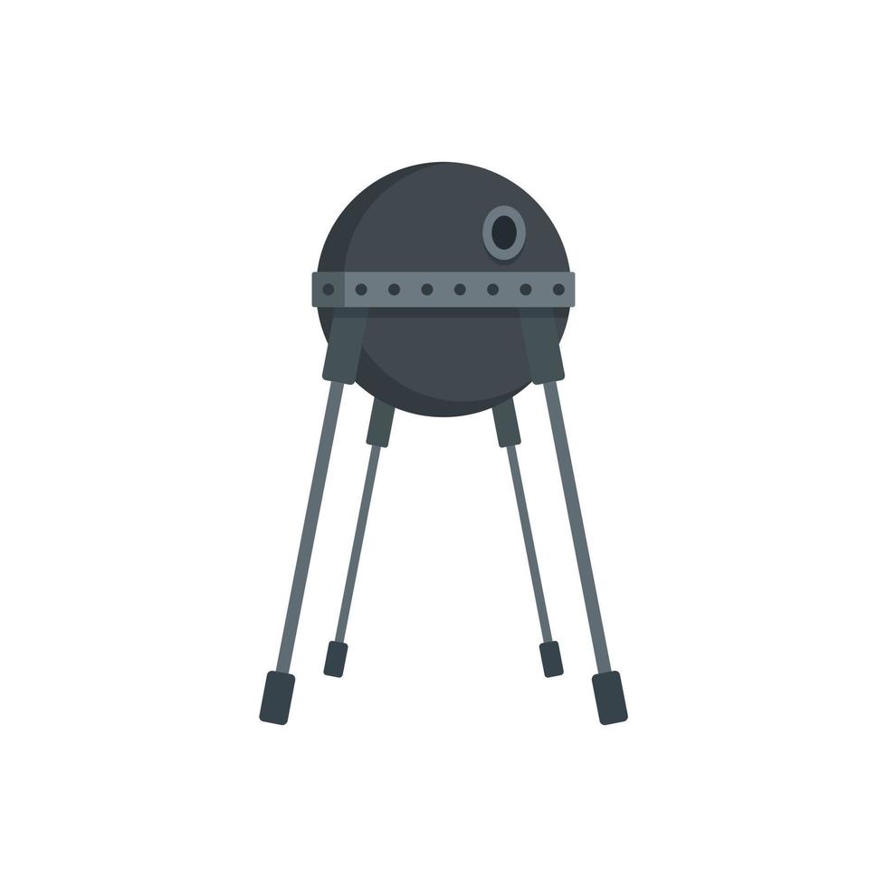 Black space capsule icon, flat style vector