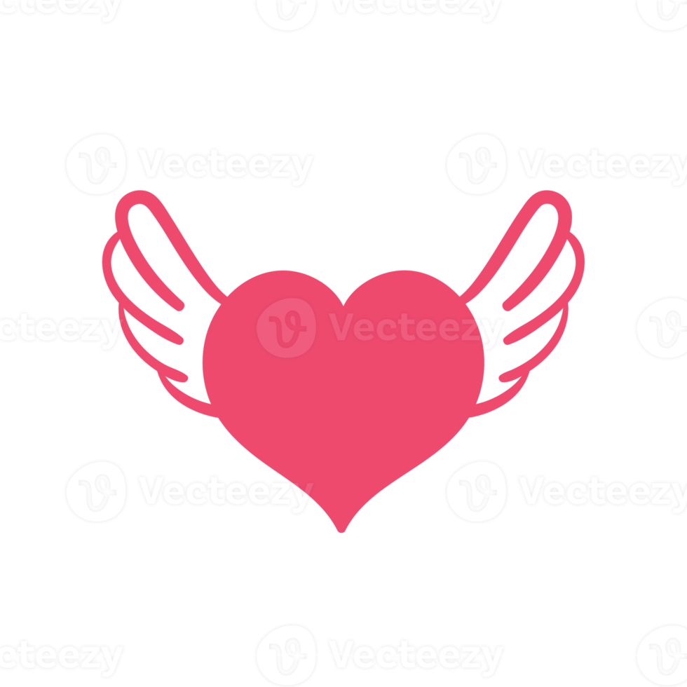 Heart with wings. Romantic valentine's day love concept. png