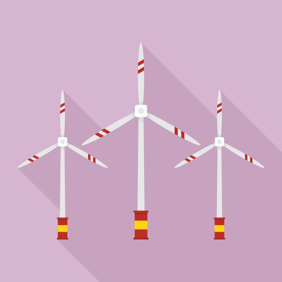 Eco free wind turbine icon, flat style vector