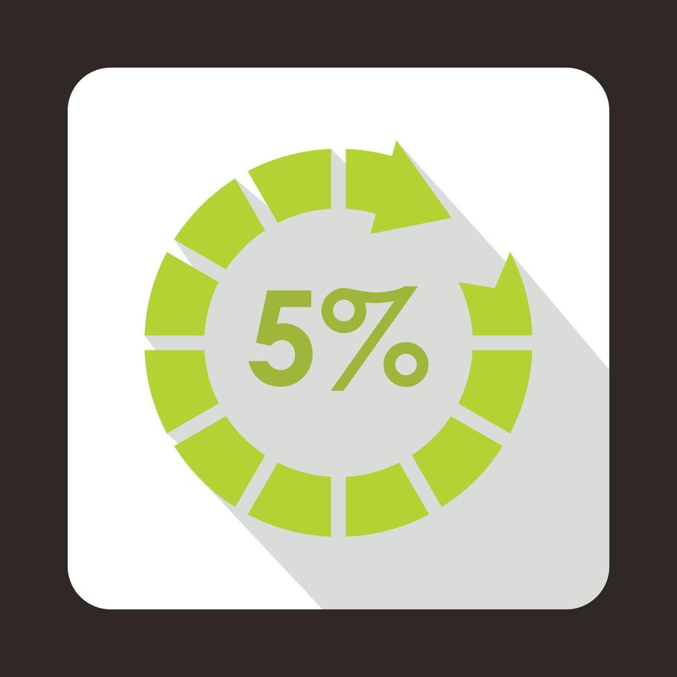 Circle loading, 5 percent icon, flat style vector
