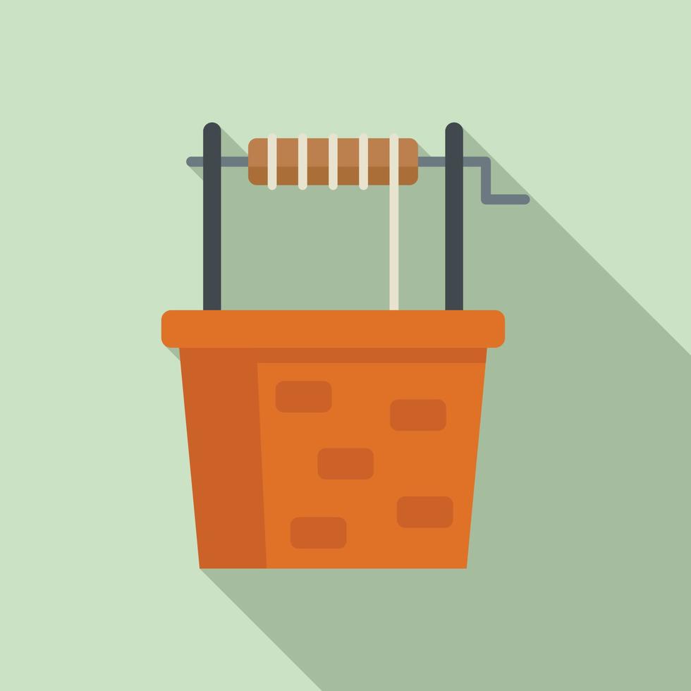 Ancient water well icon, flat style vector