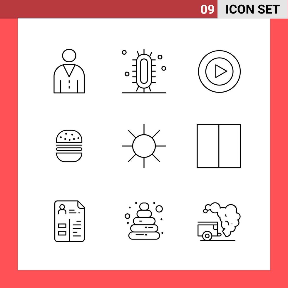 9 Icon Pack Line Style Outline Symbols on White Background Simple Signs for general designing Creative Black Icon vector background