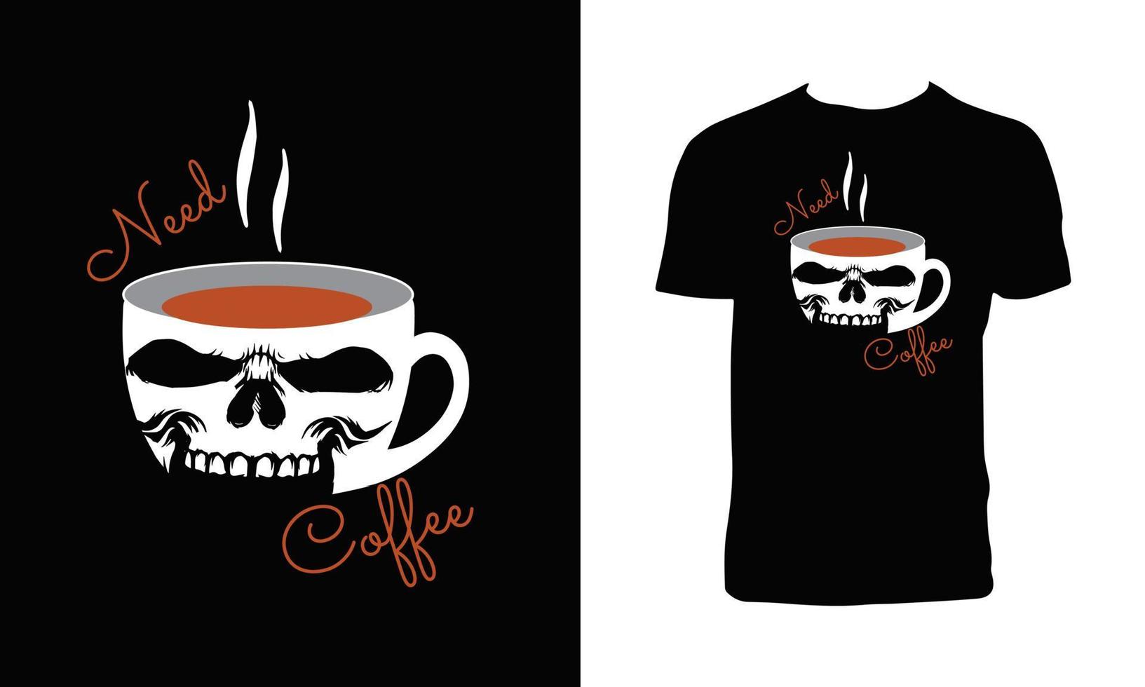 Skull Head And Mug T Shirt Design vector