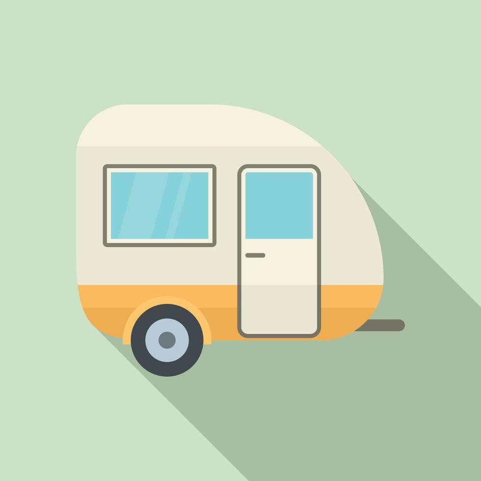 Travel trailer icon, flat style vector