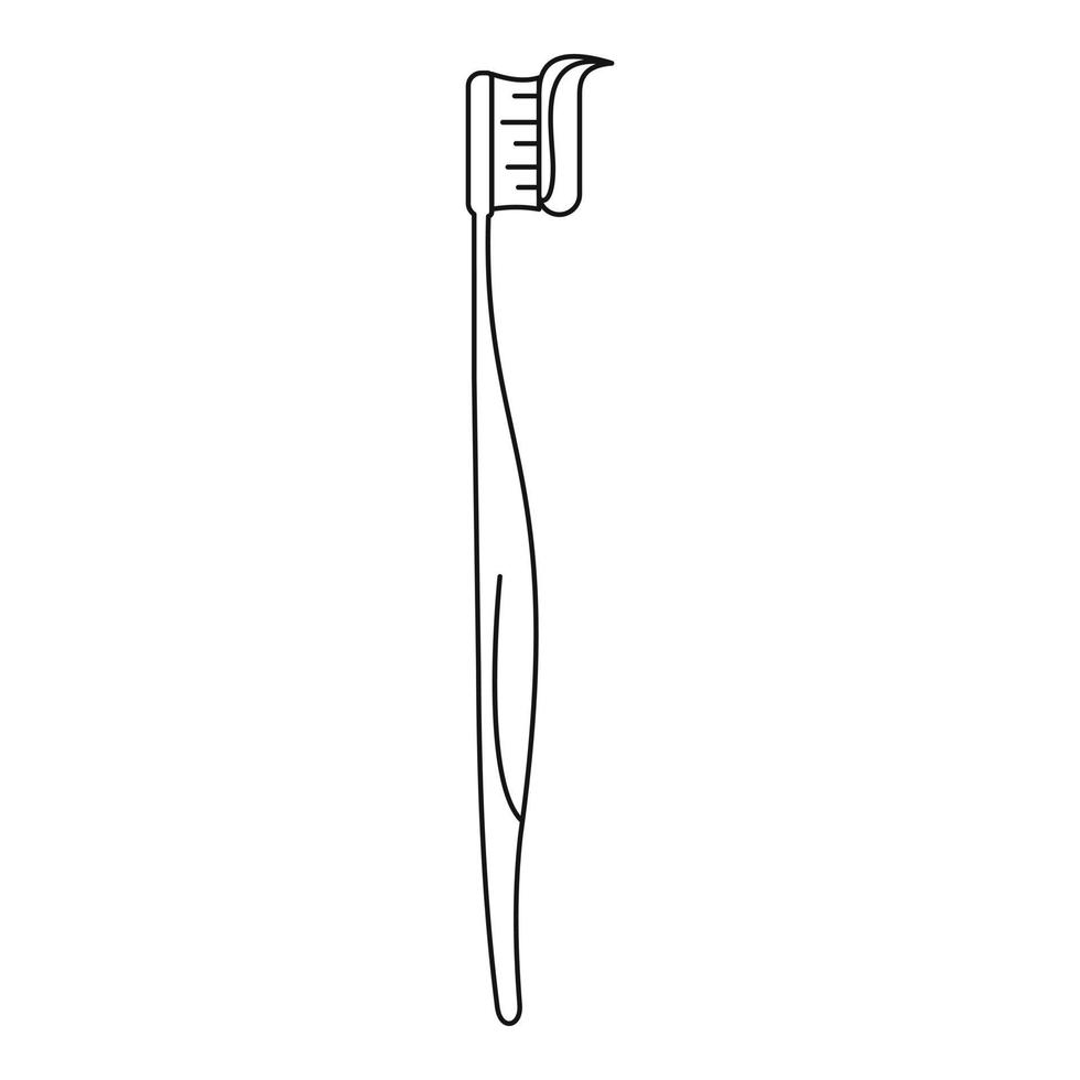 icono de cepillo de dientes, estilo de esquema vector