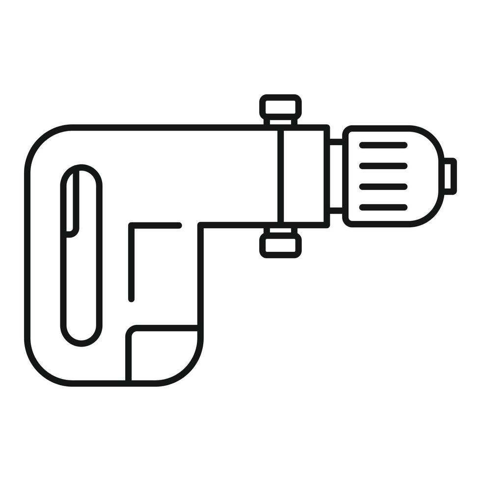 icono de taladro eléctrico, estilo de esquema vector