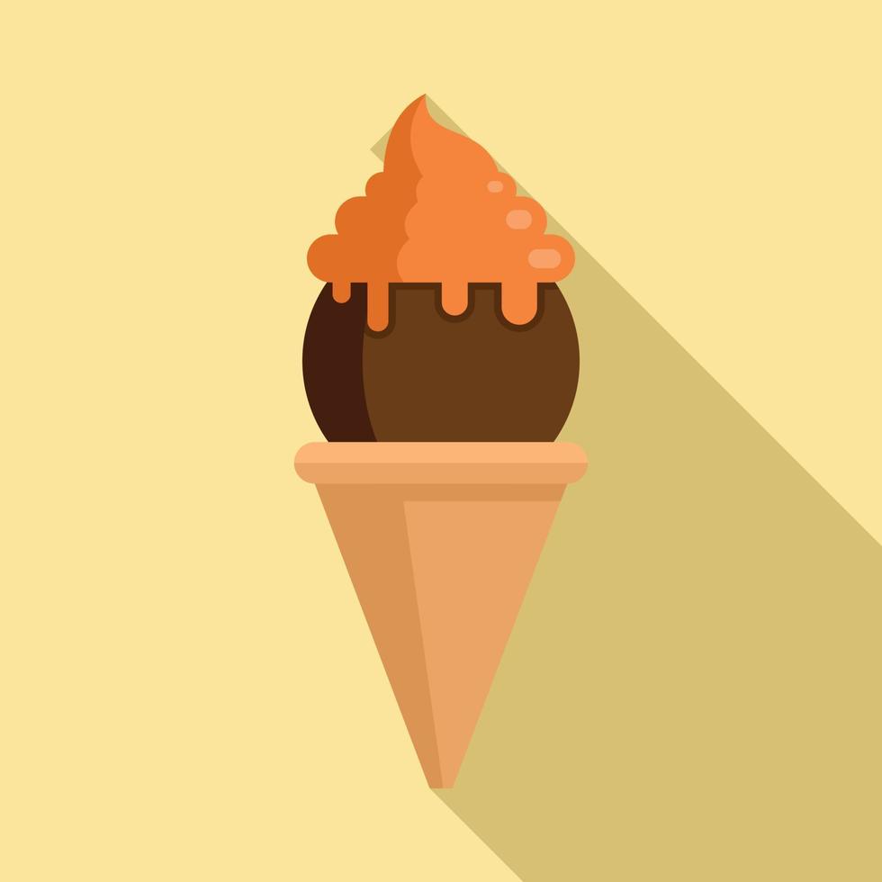 Tasty ice cream icon, flat style vector