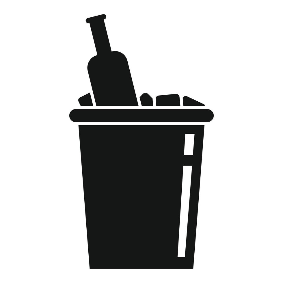 Ice bucket bottle icon, simple style vector