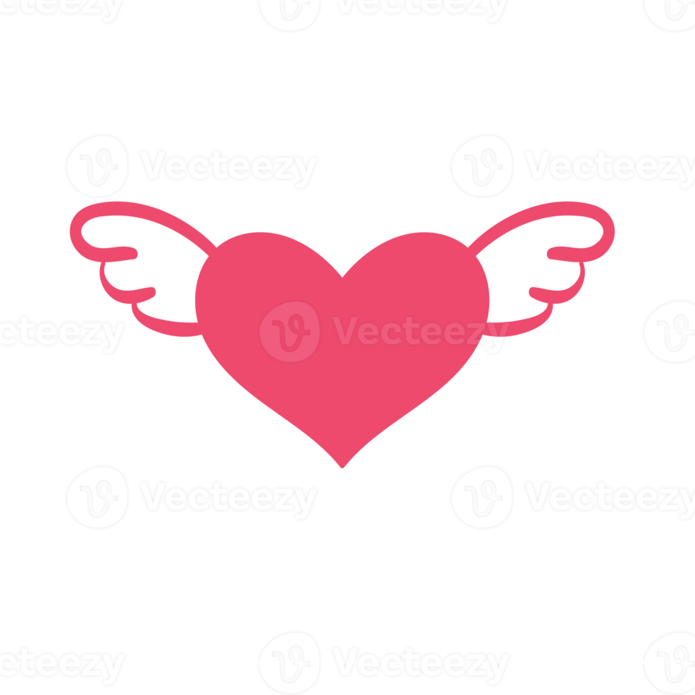 Heart with wings. Romantic valentine's day love concept. png