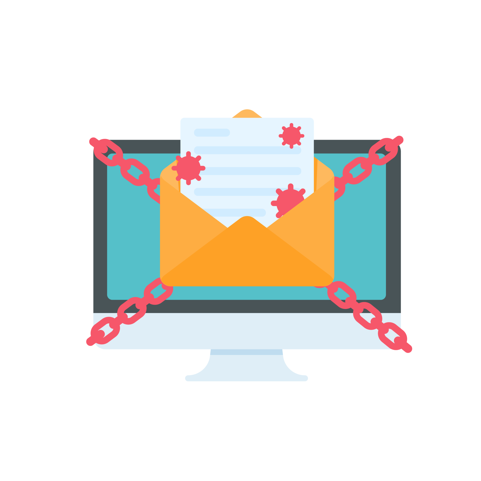 Computer with red screen. The concept of ransom computer virus