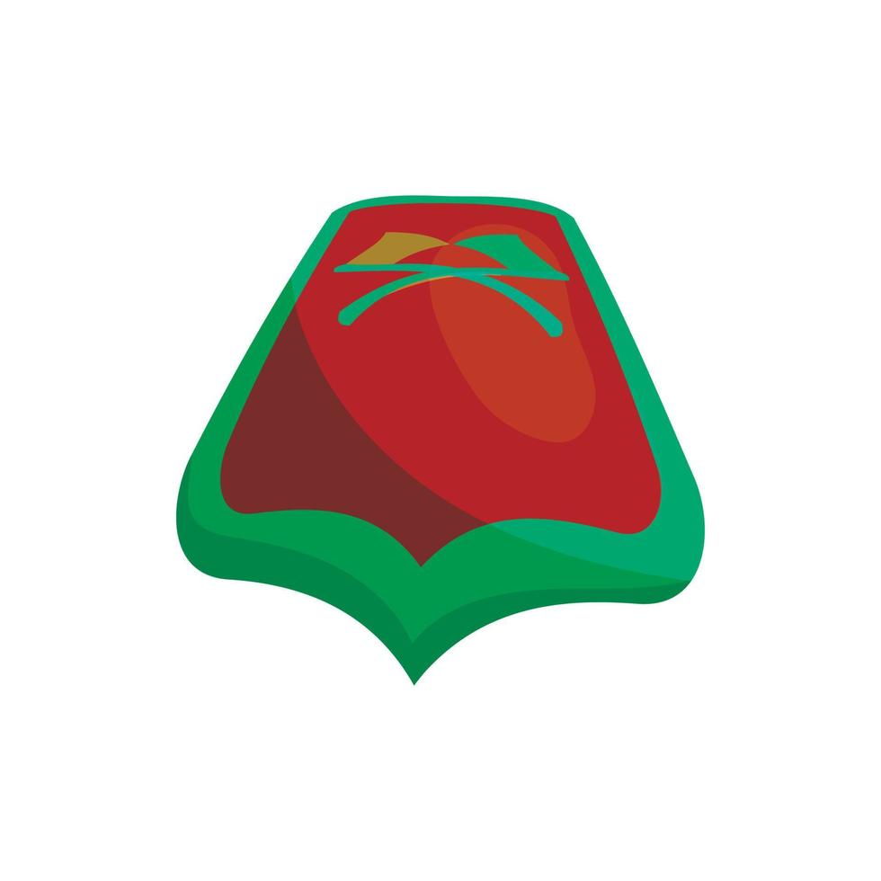 Shield with crossed axes icon, cartoon style vector