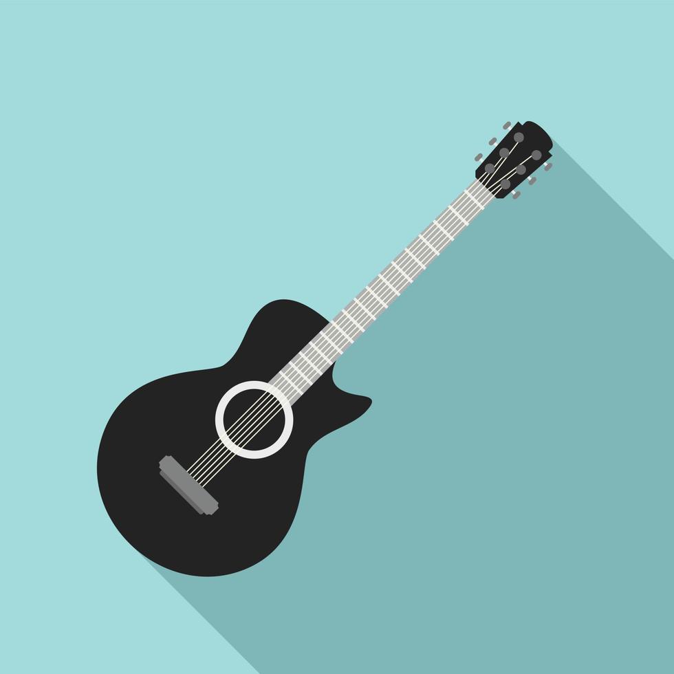 icono de guitarra, tipo plano vector