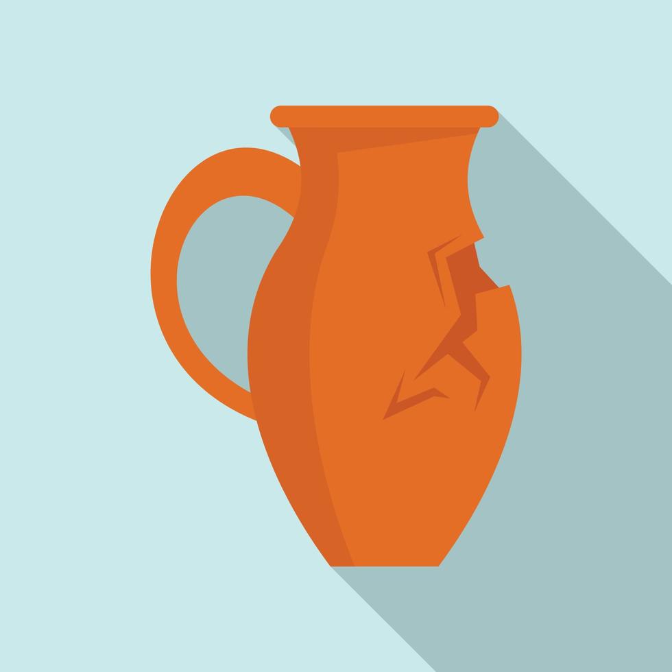 Cracked jug icon, flat style vector