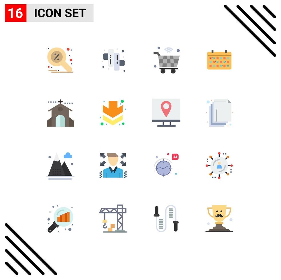 conjunto de 16 iconos de interfaz de usuario modernos signos de símbolos para el año de celebración calendario de mes de internet paquete editable de elementos creativos de diseño de vectores