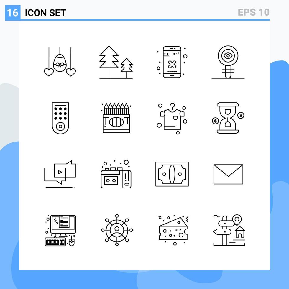 Modern 16 Line style icons Outline Symbols for general use Creative Line Icon Sign Isolated on White Background 16 Icons Pack Creative Black Icon vector background