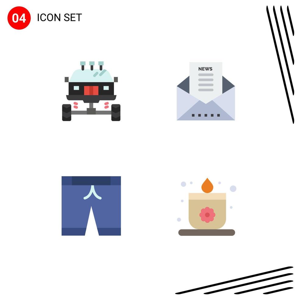 Pack of 4 creative Flat Icons of auto pants dirt email document trouser Editable Vector Design Elements