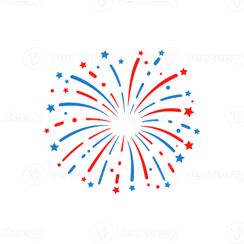 el 4 de julio. fuegos artificiales de la bandera americana. para celebrar el día de la independencia de estados unidos png