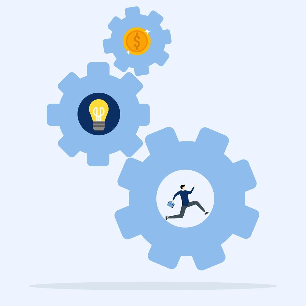 working businessman generating ideas to make money, Effort and time to make money, successful long term investment, entrepreneur vector