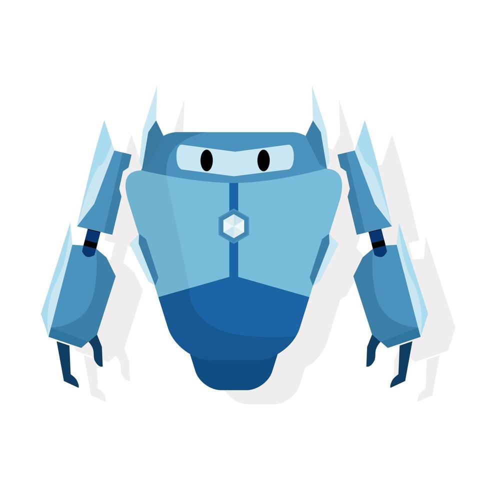 cute blue robot character mascot isolated on white background. vector