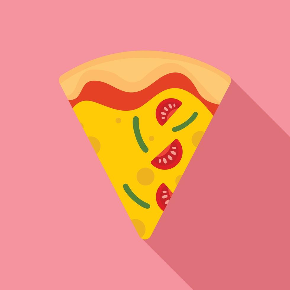 Slice of mozzarella pizza icon, flat style vector