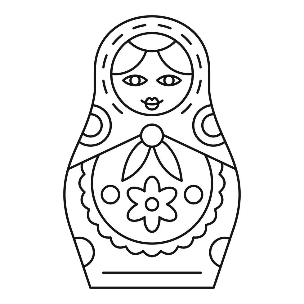 icono de muñeca de anidación rusa, estilo de contorno vector