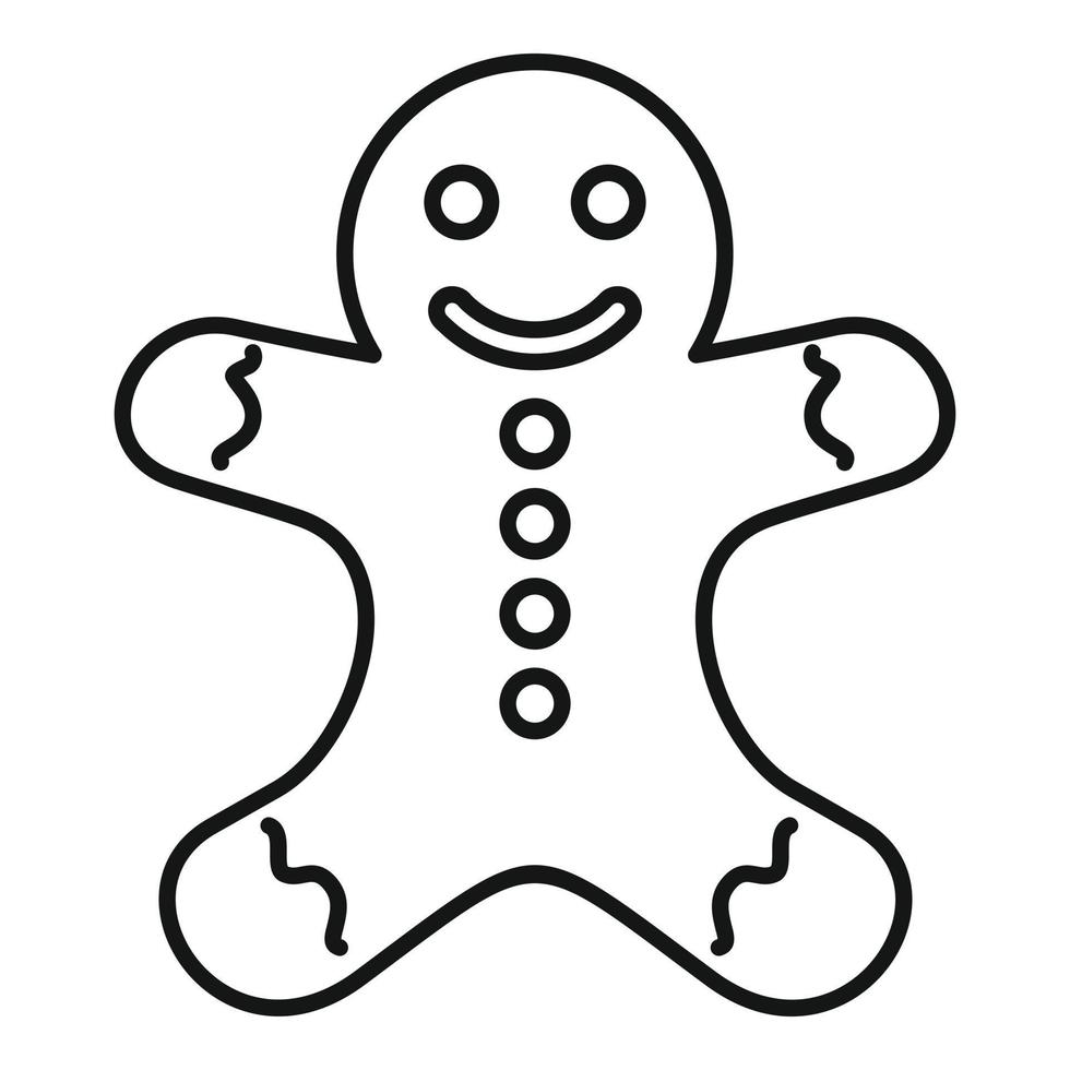 icono de hombre de pan de jengibre, estilo de contorno vector