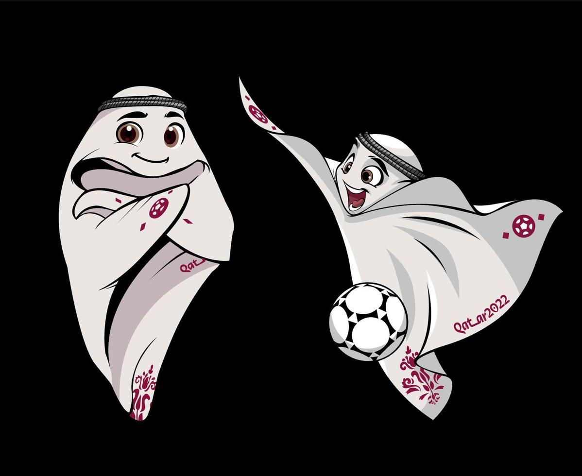 mascots fifa world cup qatar 2022 logo oficial mondial y ballon champion símbolo diseño vector ilustración abstracta con fondo negro