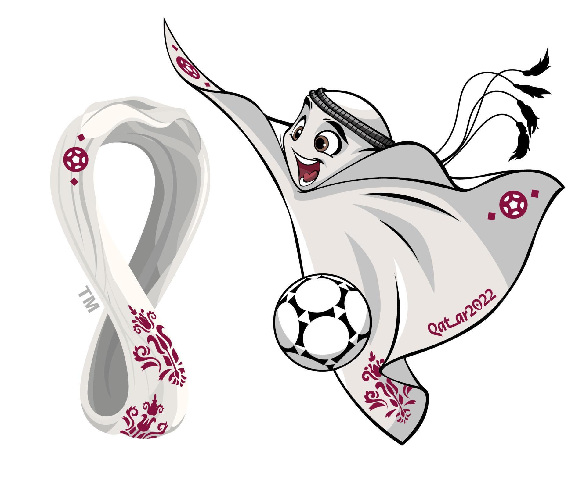 mascota de la copa mundial de la fifa qatar 2022 con logotipo oficial