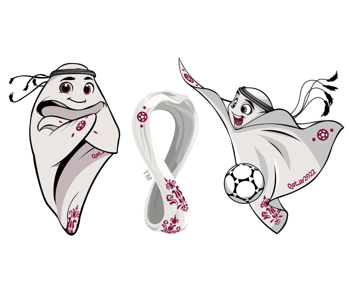Mascots Fifa World Cup Qatar 2022 With official Logo Symbol And Bllon Champion Design Vector Abstract Illustration