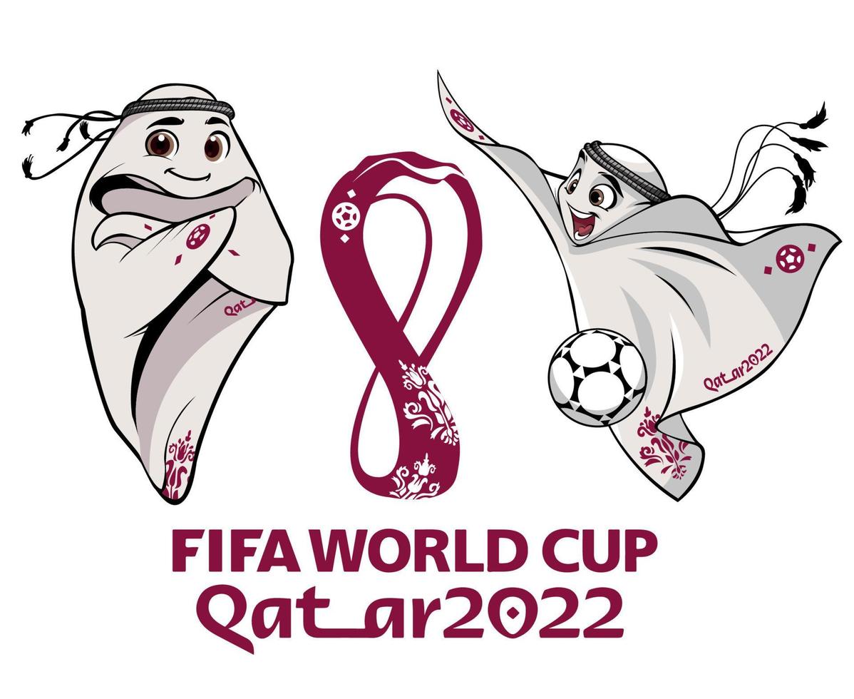 Mascots Fifa World Cup Qatar 2022 With official Logo Symbol And Bllon Champion Design Vector Abstract Illustration