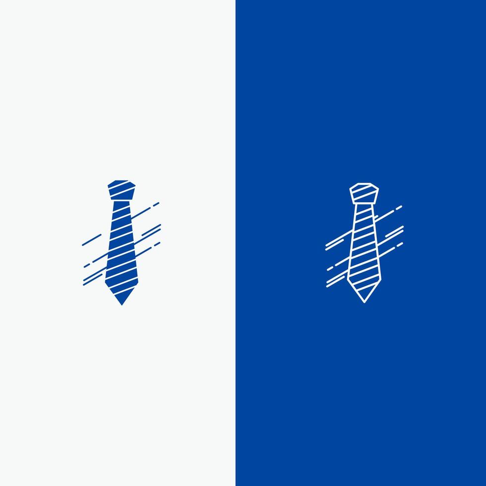 Tie Business Dress Fashion Interview Line and Glyph Solid icon Blue banner Line and Glyph Solid icon Blue banner vector