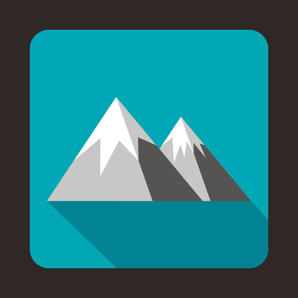 Mountains with snow icon, flat style vector