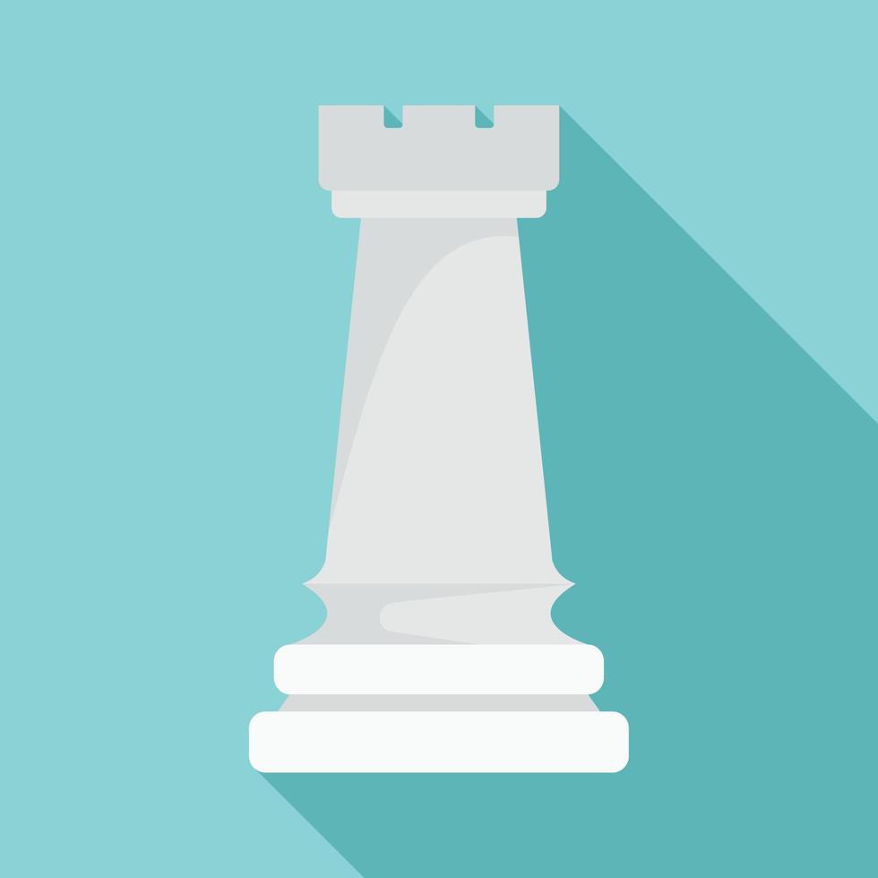 White piece rook icon, flat style vector