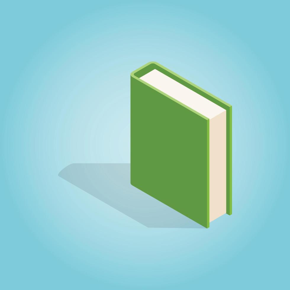 Green book icon, isometric 3d style vector