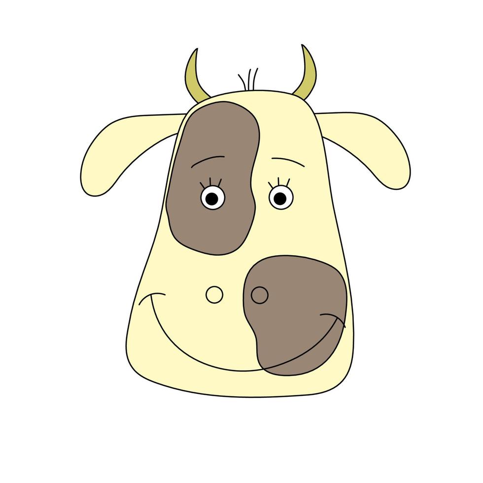 Bull's head with a cute smile. Vector. Symbol of the year. vector