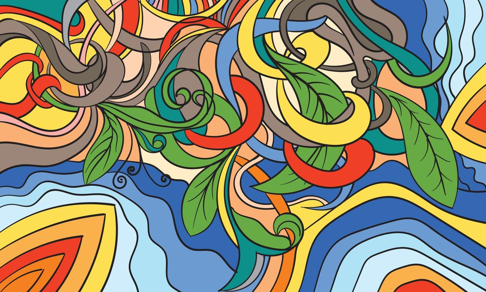 Ilustración de vector de playa floral abstracto colorido