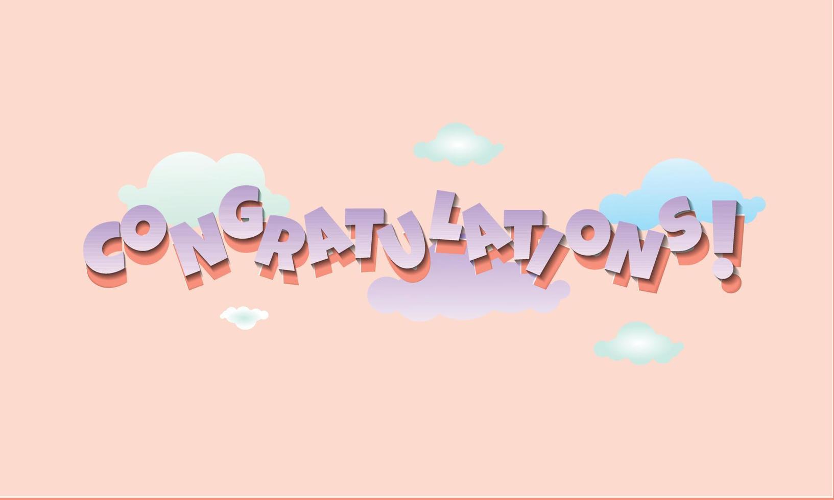 Congratulations - Typography  Lettering paper cut  vector for greeting