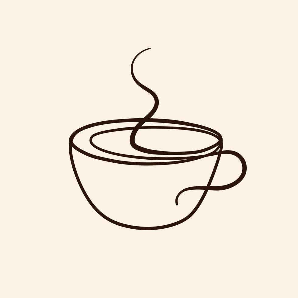 símbolo de taza de café de dibujo de arte de línea continua vector