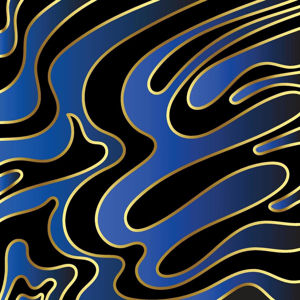 Blue black gold wave background color vector illustration