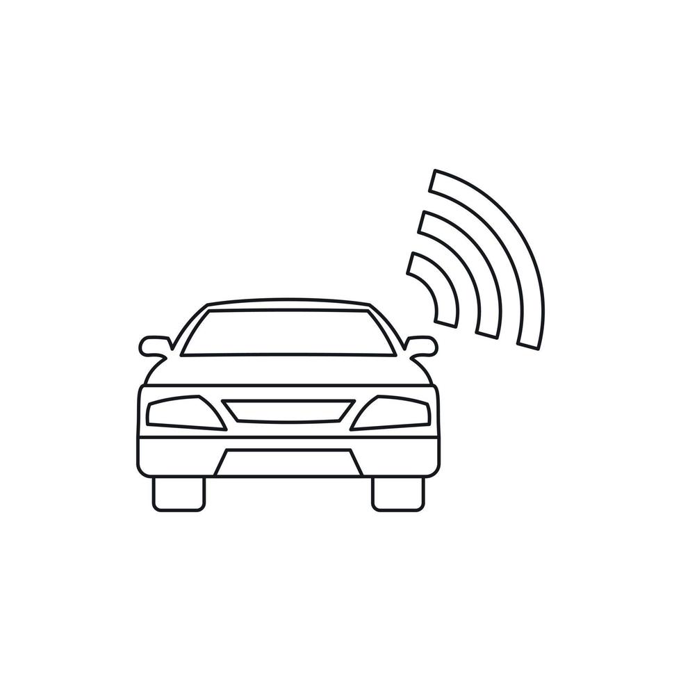 coche con icono de señal wifi, estilo de esquema vector