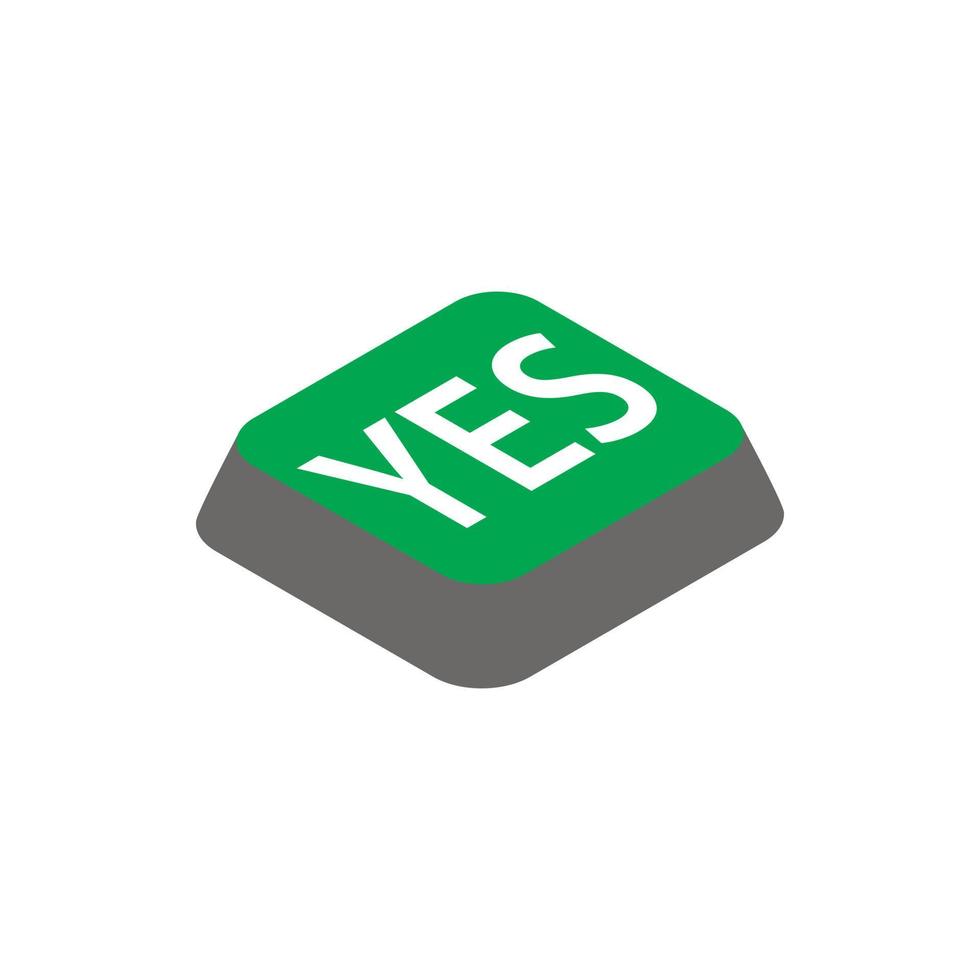 Click yes button icon, isometric 3d style vector