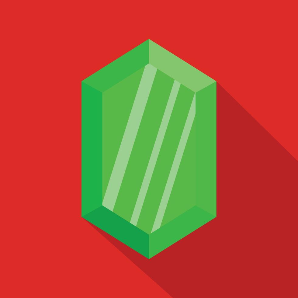 Green adamant icon, flat style. vector