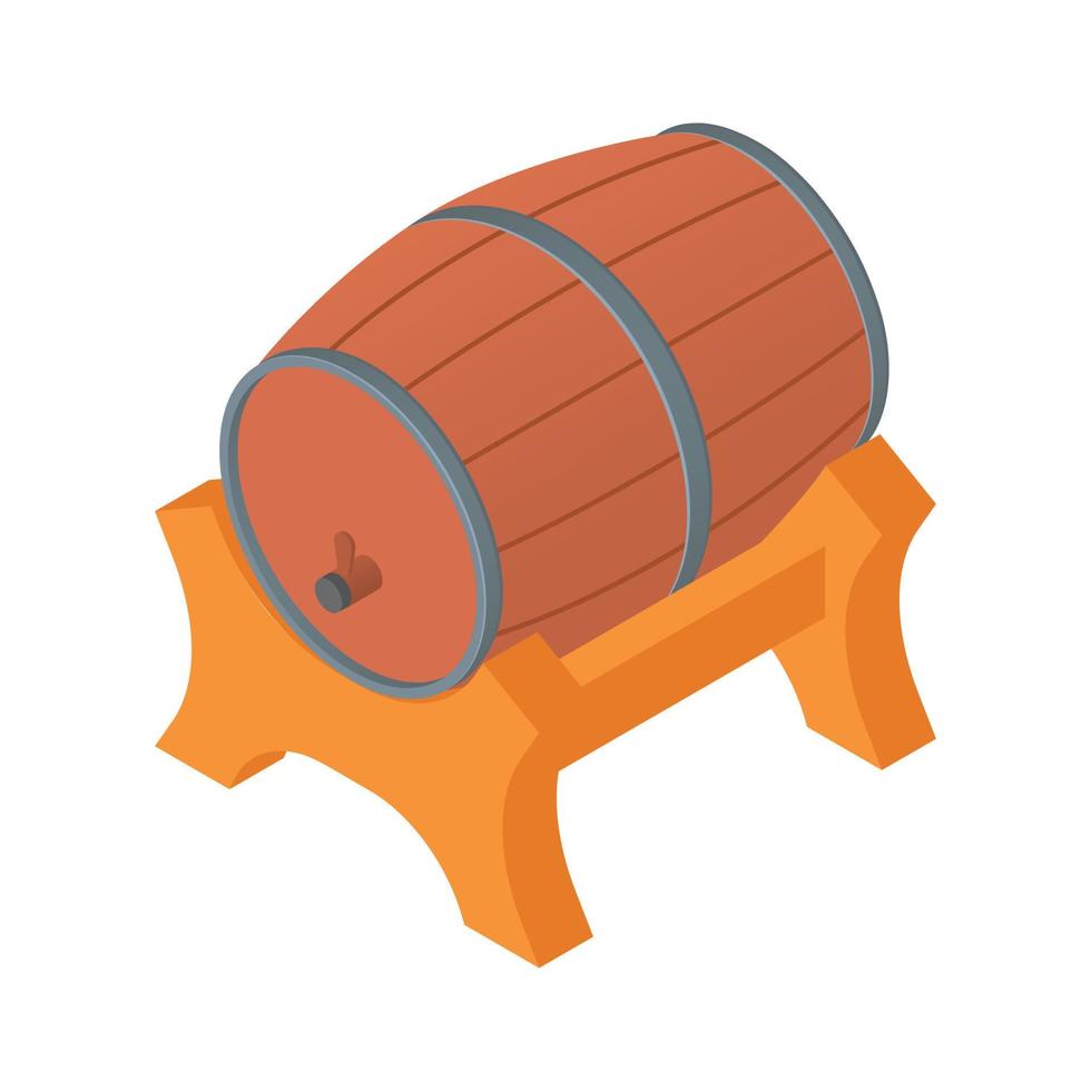 icono de barril de cerveza fresca de madera, estilo isométrico vector