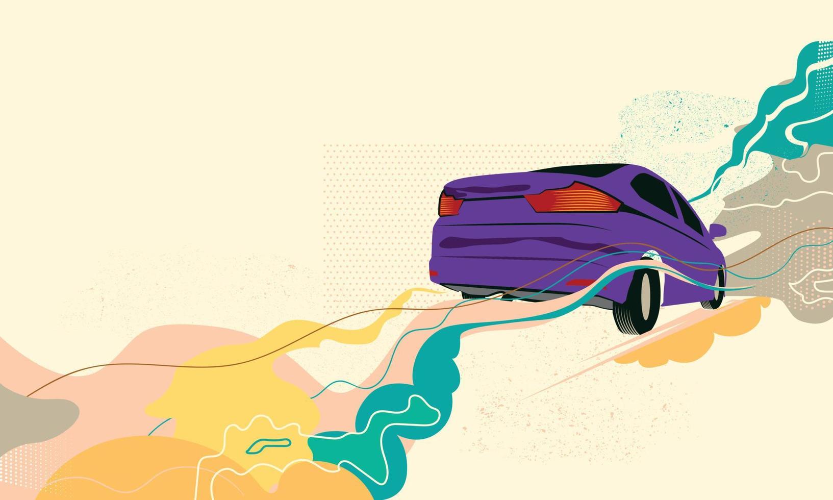 Fondo abstracto de vector de coche, arte vintage con raster