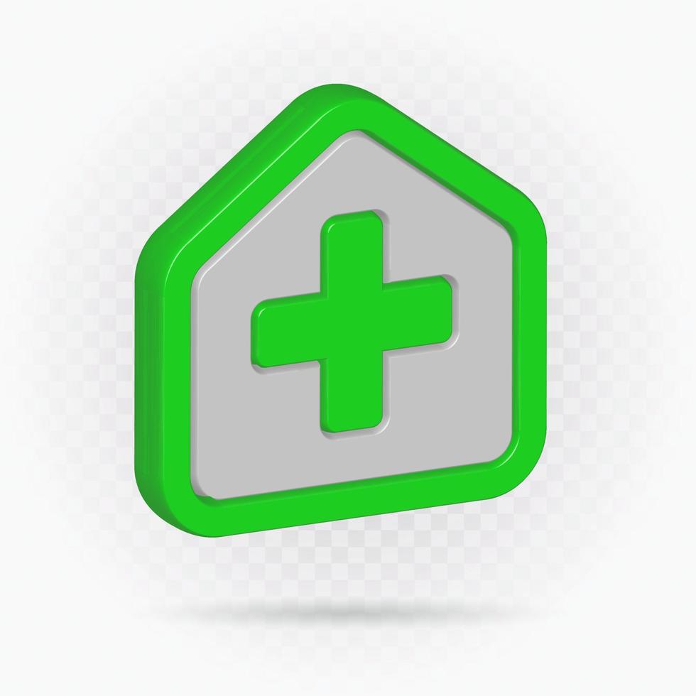 Realistic house medical icon, home sign, immune system sign, Hospital medication health. vector