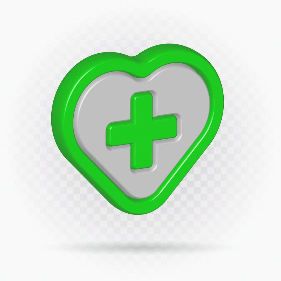 Realistic love medical icon, heart sign, immune system sign, Hospital medication health. vector