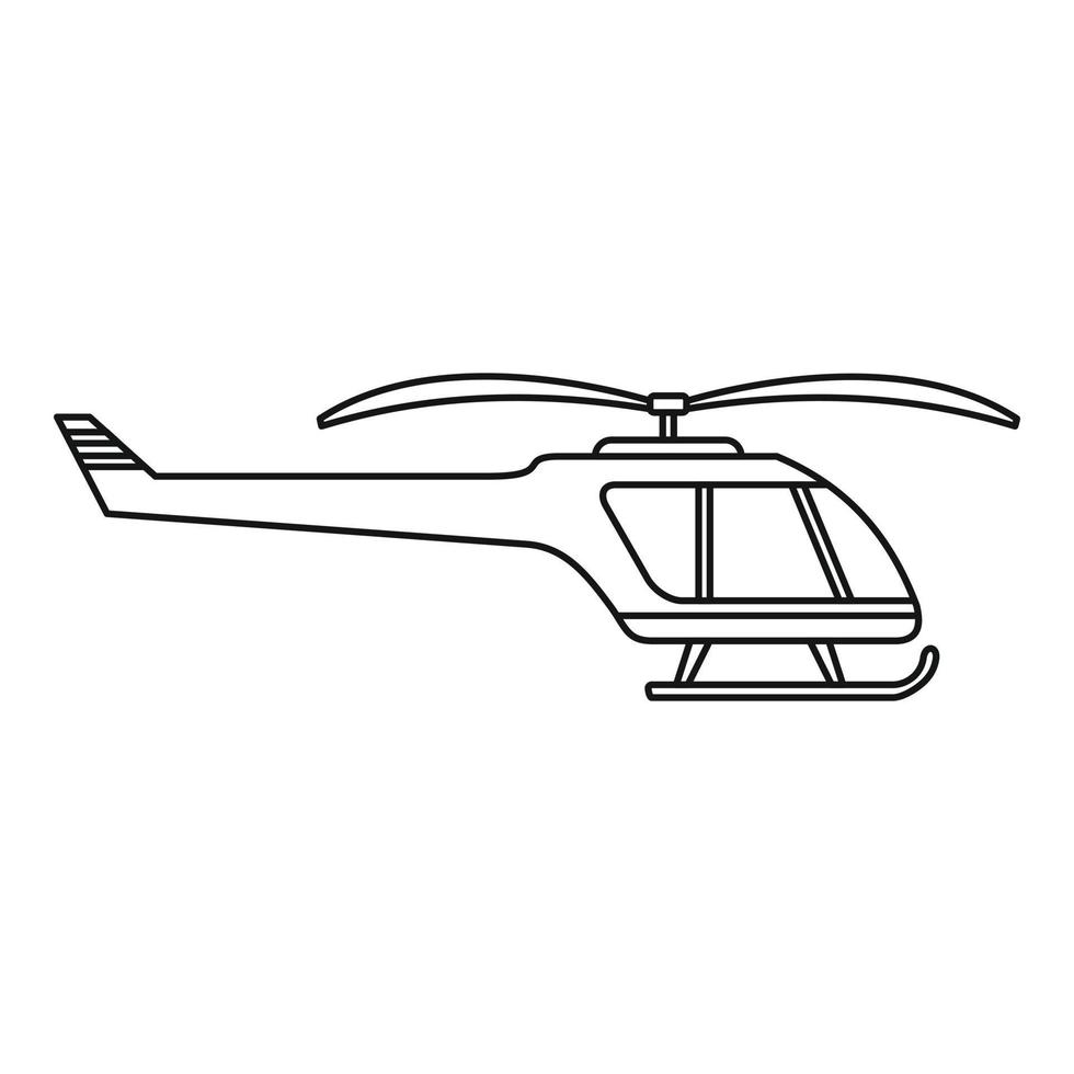 icono de helicóptero pequeño, estilo de contorno vector