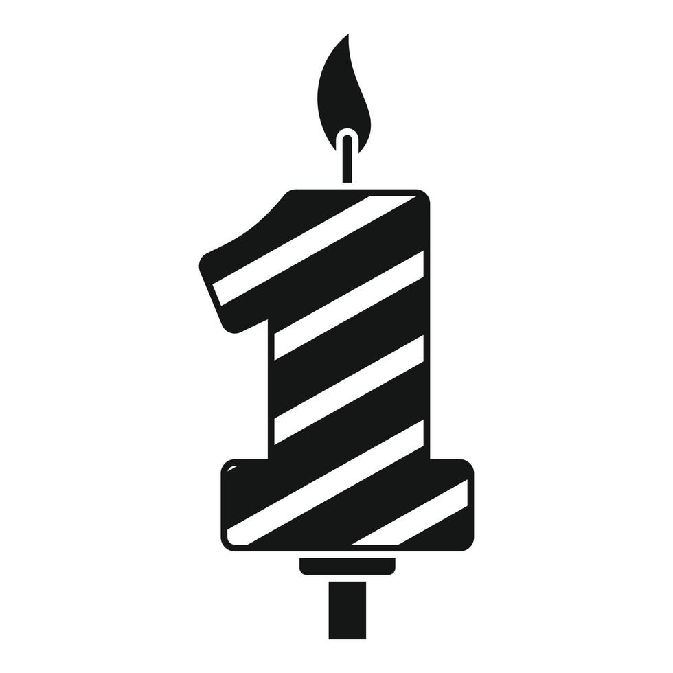 First year birthday candle icon, simple style vector