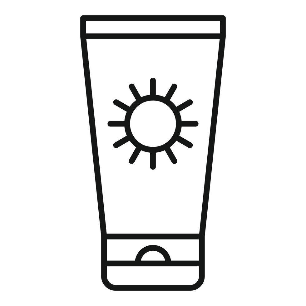Sunscreen cream tube icon, outline style vector