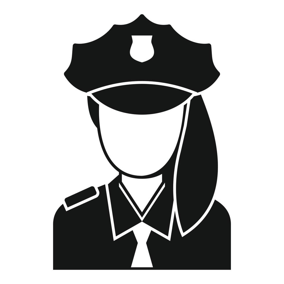 icono de borde de mujer policía, estilo simple vector